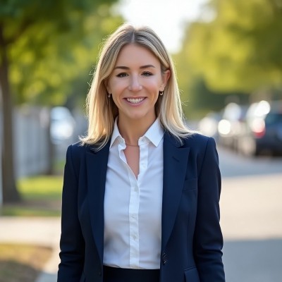 Cook-Wissahickon School Principal Aviva Snyder Cook-Wissahickon School Principal Aviva Snyder smiling outdoors in a navy blazer and white blouse